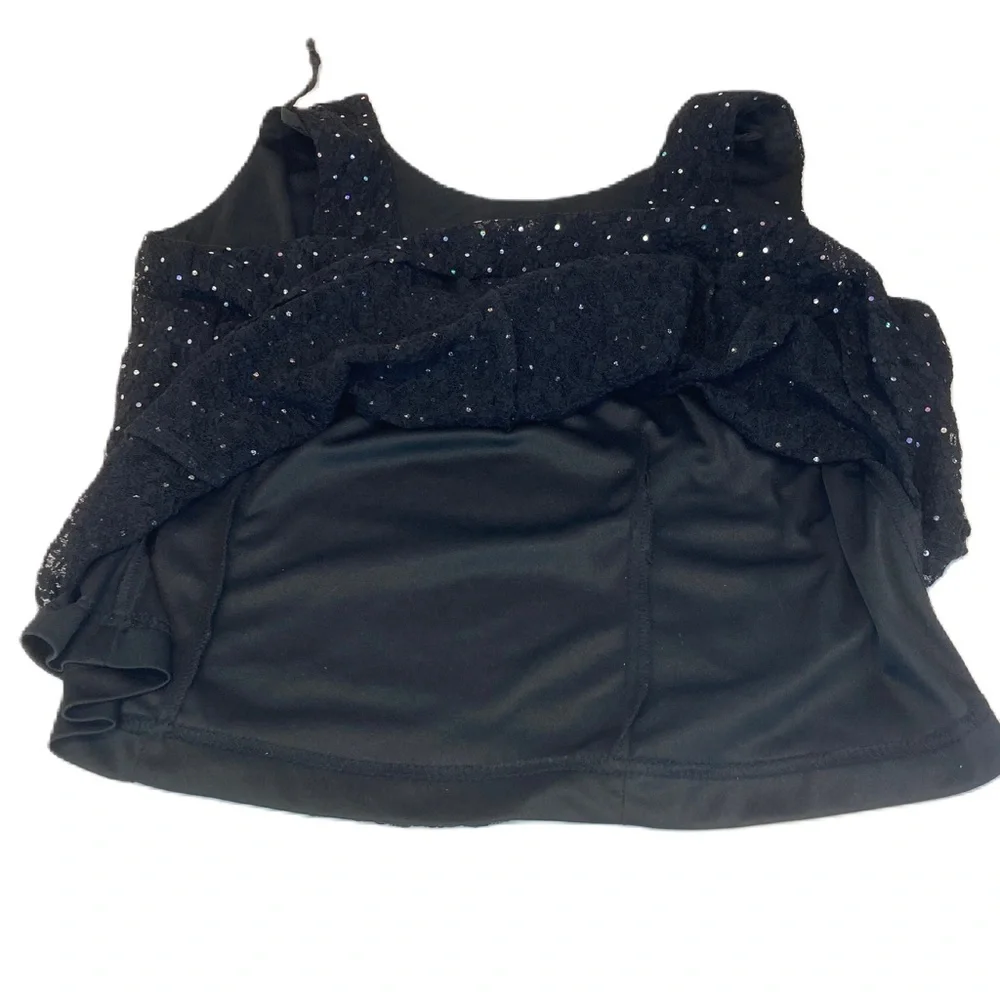 R&M Richards VTG 90s Glam Black Sequin Sleeveless Nylon Blend 16 WP NWOT